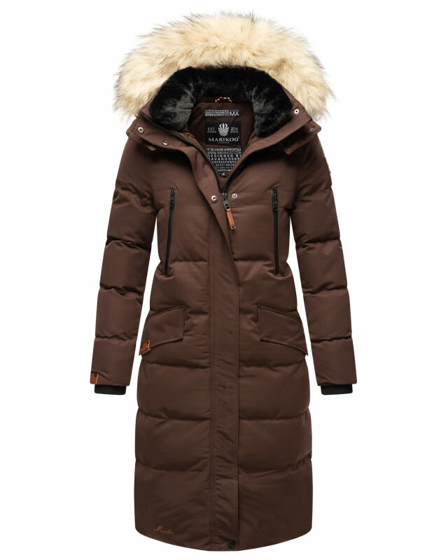 Marikoo Schneesternchen Damen Winterjacke Parka Mantel lang Kapuze B890 Dark Choco Größe XL - Gr. 42