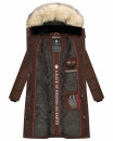 Marikoo Schneesternchen Damen Winterjacke Parka Mantel lang Kapuze B890 Dark Choco Größe XL - Gr. 42