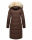 Marikoo Schneesternchen Damen Winterjacke Parka Mantel lang Kapuze B890 Dark Choco Größe XL - Gr. 42