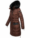 Navahoo Sinja Damen lange Winter Steppjacke Wintermantel B871 Schoko Größe  M - Gr. 38