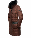 Navahoo Sinja Damen lange Winter Steppjacke Wintermantel B871 Schoko Größe  M - Gr. 38