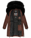 Navahoo Sinja Damen lange Winter Steppjacke Wintermantel B871 Schoko Größe  M - Gr. 38