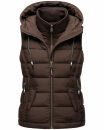 Marikoo Taisaa Damen Stepp Weste Übergangsjacke mit Stehkragen B866 Dark Choco Größe XS - Gr. 34