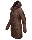 Navahoo Tiniis Damen Winterjacke mit Brusttaschen Kapuze Kunstfell B845 Dark Choco Größe XS - Gr. 34