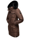 Navahoo Tiniis Damen Winterjacke mit Brusttaschen Kapuze Kunstfell B845 Dark Choco Größe XS - Gr. 34