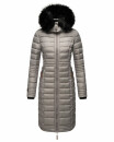 Navahoo Umay warme Damen Winter Jacke lang gesteppt mit Teddyfell B670 Zink Grau Größe M - Gr. 38