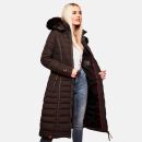 Navahoo Umay warme Damen Winter Jacke lang gesteppt mit Teddyfell B670 Dark Choco Größe S - Gr. 36