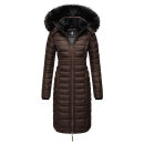 Navahoo Umay warme Damen Winter Jacke lang gesteppt mit Teddyfell B670 Dark Choco Größe S - Gr. 36