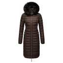 Navahoo Umay warme Damen Winter Jacke lang gesteppt mit Teddyfell B670 Dark Choco Größe S - Gr. 36