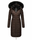 Navahoo Umay warme Damen Winter Jacke lang gesteppt mit Teddyfell B670 Dark Choco Größe M - Gr. 38