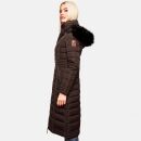 Navahoo Umay warme Damen Winter Jacke lang gesteppt mit Teddyfell B670 Dark Choco Größe M - Gr. 38