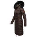 Navahoo Umay warme Damen Winter Jacke lang gesteppt mit Teddyfell B670 Dark Choco Größe M - Gr. 38