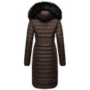 Navahoo Umay warme Damen Winter Jacke lang gesteppt mit Teddyfell B670 Dark Choco Größe M - Gr. 38