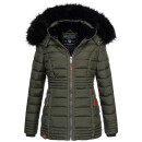 Navahoo Umay Princess Damen Winter Steppjacke mit Fellkragen 900 Olive Größe XS - Gr. 34