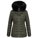 Navahoo Umay Princess Damen Winter Steppjacke mit Fellkragen 900 Olive Größe XS - Gr. 34
