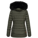 Navahoo Umay Princess Damen Winter Steppjacke mit Fellkragen 900 Olive Größe XS - Gr. 34