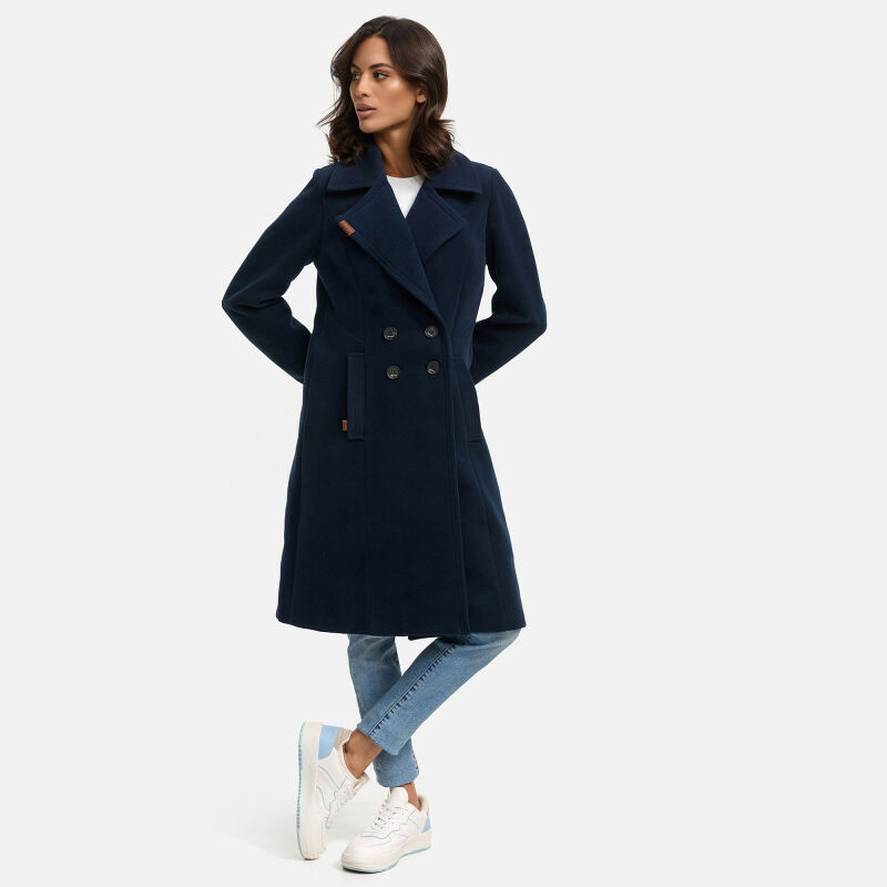 Navahoo Wooly Damen Trenchcoat Winter Mantel B661 Navy Größe L - Gr. 40