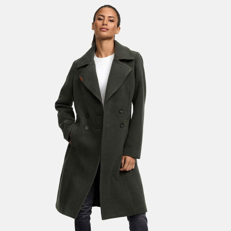 Navahoo Wooly Damen Trenchcoat Winter Mantel B661 Dunkelgrün Größe XL - Gr. 42