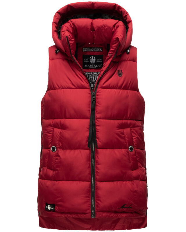 Marikoo Zarinaa Damen Steppweste Weste Übergangsweste mit Kapuze B898 Blood Red Größe S - Gr. 36