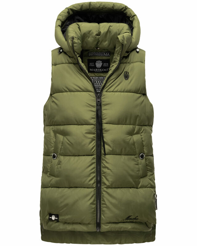 Marikoo Zarinaa Damen Steppweste Weste Übergangsweste mit Kapuze B898 Dusty Olive Größe XS - Gr. 34
