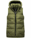 Marikoo Zarinaa Damen Steppweste Weste Übergangsweste mit Kapuze B898 Dusty Olive Größe L - Gr. 40