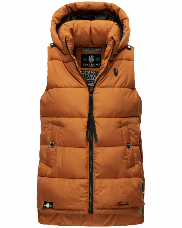 Marikoo Zarinaa Damen Steppweste Weste Übergangsweste mit Kapuze B898 Cinnamon Größe XS - Gr. 34