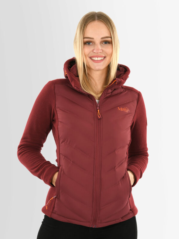 Marikoo Mountain Mount Haruna Damen Fleece Hybrid Jacke Wanderjacke B929 Bordeaux Größe M - Gr. 38