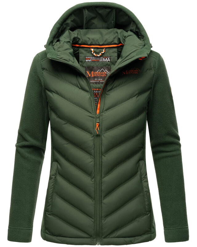 Marikoo Mountain Mount Haruna Damen Fleece Hybrid Jacke Wanderjacke B929 Dunkelgrün Größe XS - Gr. 34