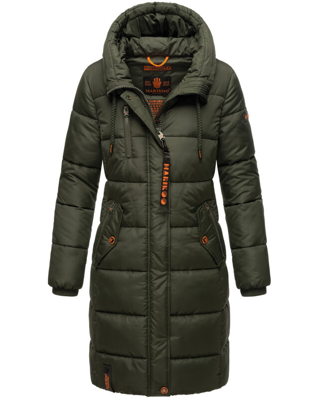 Marikoo Yuikoo lange Damen Winterjacke B941 Dark Olive-Größe L - Gr. 40