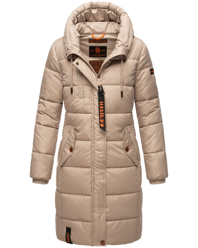 Marikoo Yuikoo lange Damen Winterjacke B941 Taupe-Größe M - Gr. 38
