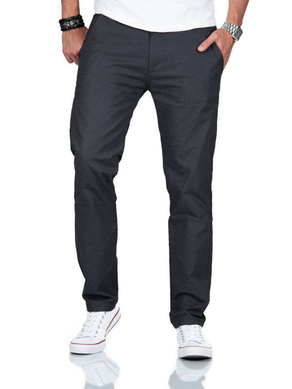 Alessandro Salvarini Herren Chino Stoffhose O-370 - Anthrazit-W30-L34