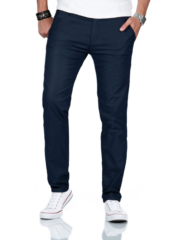 Alessandro Salvarini Herren Chino Stoffhose O-370 - Blau-W29-L32