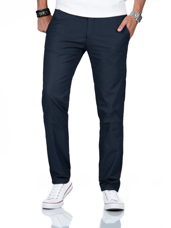 Alessandro Salvarini Herren Chino Stoffhose O-370 - Navy-W30-L34