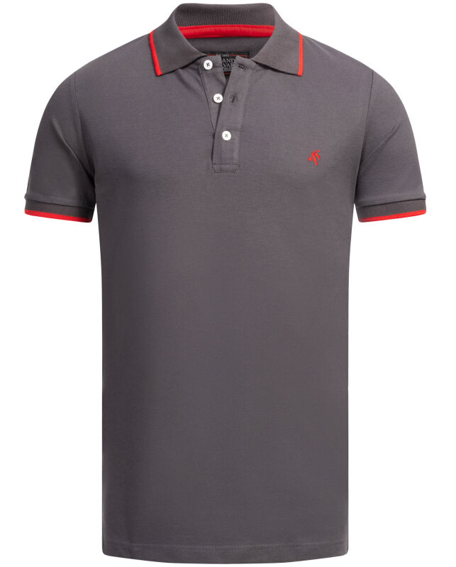 Alessandro Salvarini Herren Polo Shirts O-316 - Dunkelgrau-Gr.M