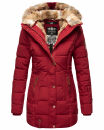 Marikoo warme Damen Winterjacke mit Kapuze Parka Kunstfell B817 Blood Red Größe XXL - Gr. 44