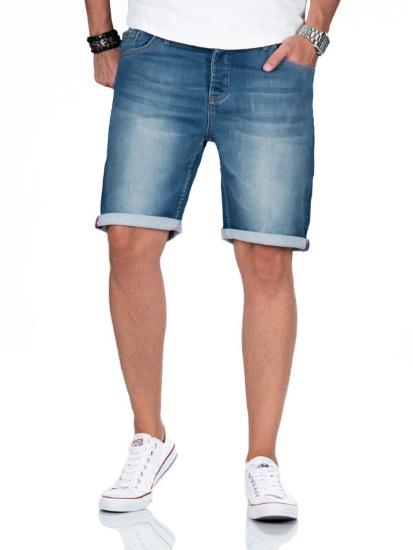 A. Salvarini Herren Jeans Shorts kurze Hose Blau O-365 W29