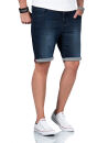 A. Salvarini Herren Jeans Shorts kurze Hose Dunkelblau O367 W29