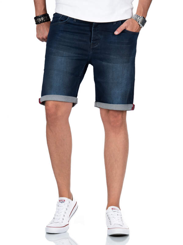 A. Salvarini Herren Jeans Shorts kurze Hose Dunkelblau O367 W31