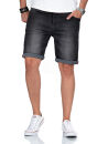 A. Salvarini Herren Jeans Shorts kurze Hose Dunkelgrau O368