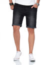 A. Salvarini Herren Jeans Shorts kurze Hose Schwarz O369