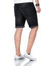 A. Salvarini Herren Jeans Shorts kurze Hose Schwarz O369