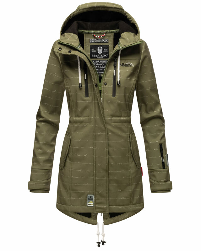 Marikoo Zimtzicke Print Damenjacke Softshell B614a Olive w.L. Größe M - Gr. 38