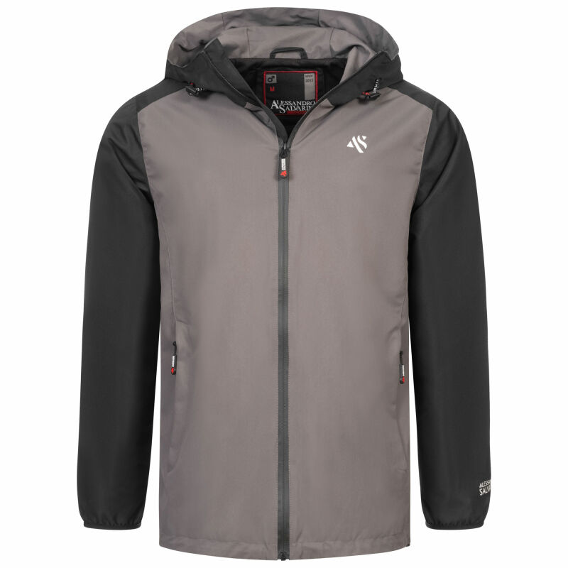 Alessandro Salvarini Herren leichte Regenjacke O-322-Dunkelgrau-Schw-Gr.S