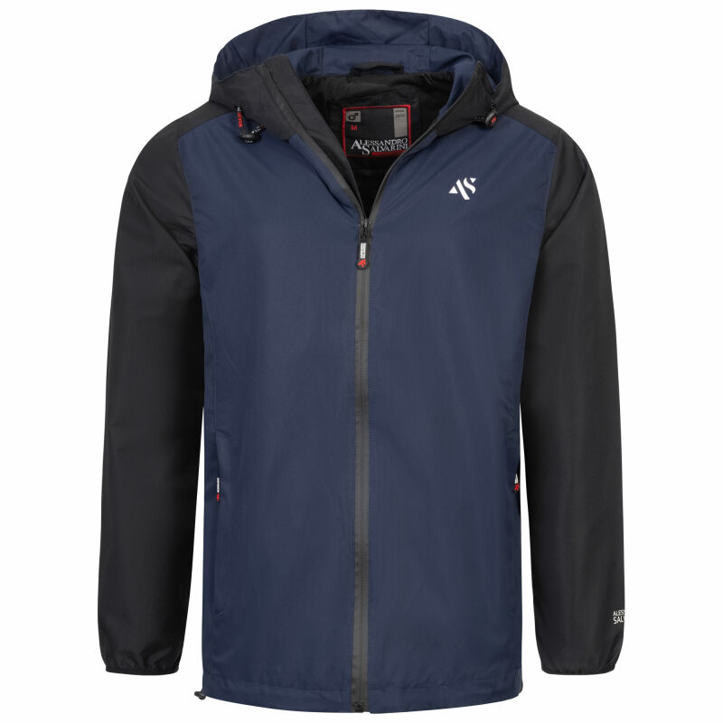 Alessandro Salvarini Herren leichte Regenjacke O-322-Navy-Schw-Gr.S