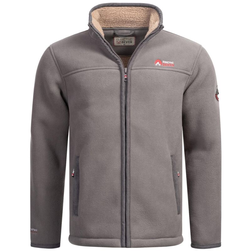 Arctic Seven Herren Fleece Jacke Winter Fleecejacke O-325-Dunkelgrau-Gr.3XL