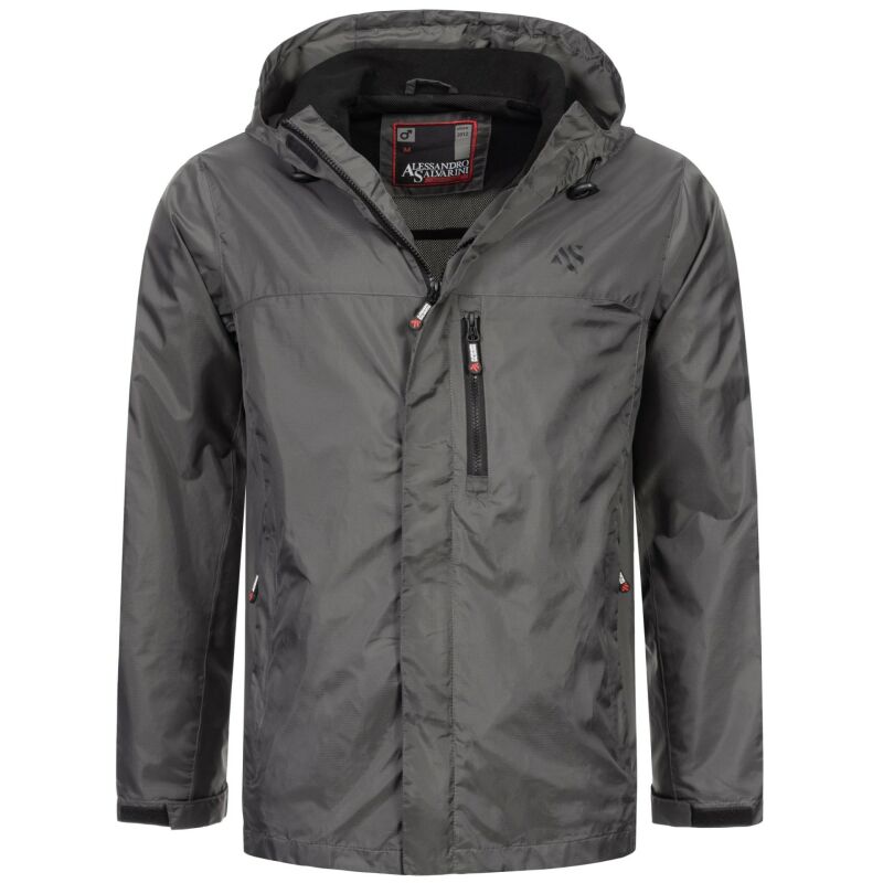Alessandro Salvarini Herren leichte Regenjacke O-323-Dunkelgrau-Gr.L