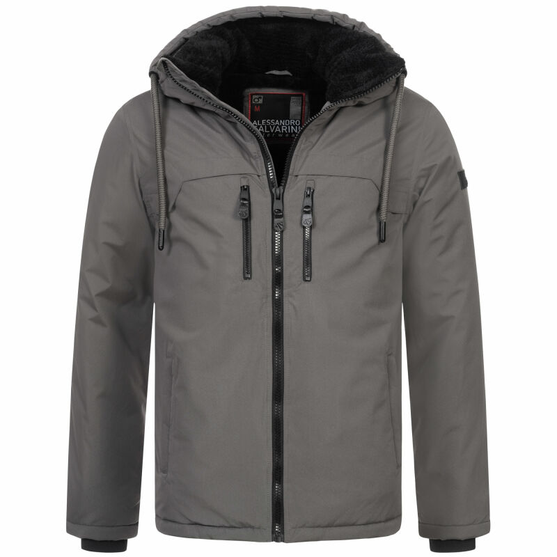 A. Salvarini Herren Winterjacke AS332 Dunkelgrau Größe L - Gr. L