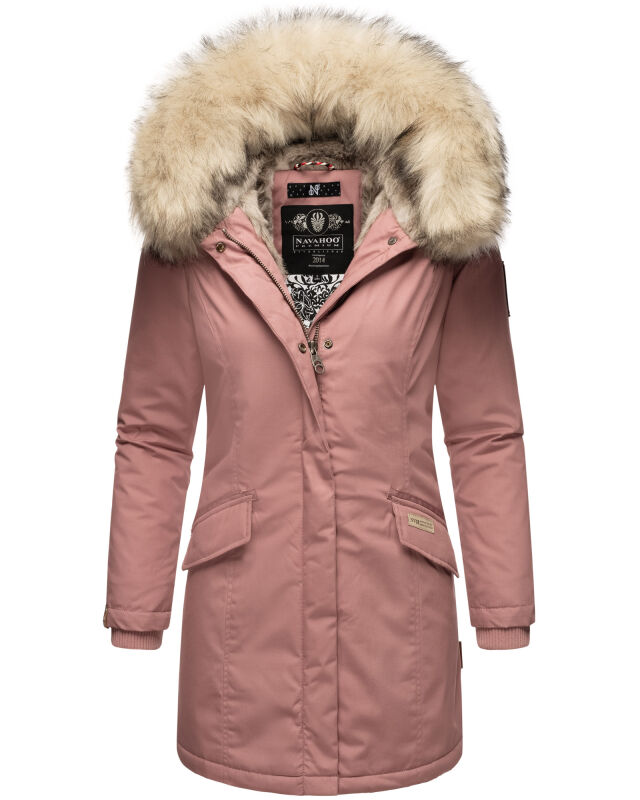 Navahoo Cristal Damen Winterjacke Parka mit Kunstfell B669 Dark-Rose Gr.S