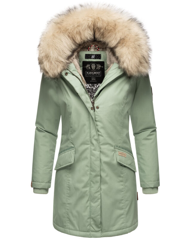 Navahoo Cristal Damen Winterjacke Parka mit Kunstfell B669 Smok-Mint Gr.M