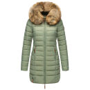 Marikoo Rose Damen Winter Jacke gesteppt lang B647 Smokey Mint-Größe XXL - Gr. 44